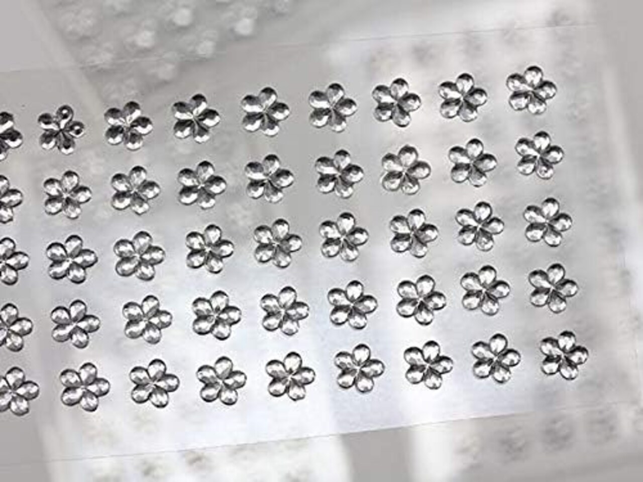 6mm Crystal LQ01 Flower Self-Adhesive Acrylic Rhinestones – Plastic Face Gems, Stick-on Body Jewels for DIY Cards, Invitations, and Crafts, Bling Stickers (5 Sheets, 250 Pcs)